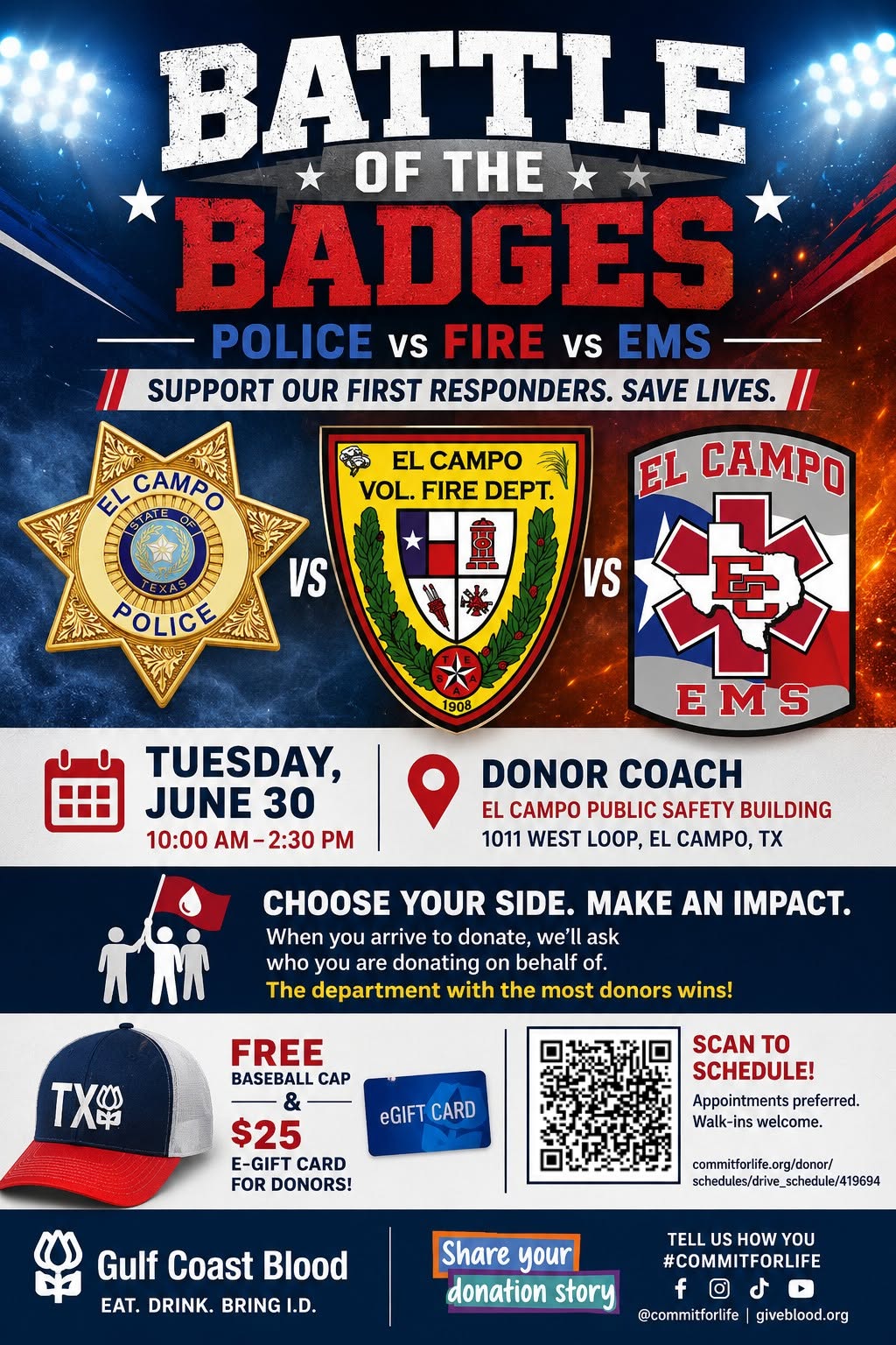 Battle of the Badges Blood Drive Coming to El Campo
